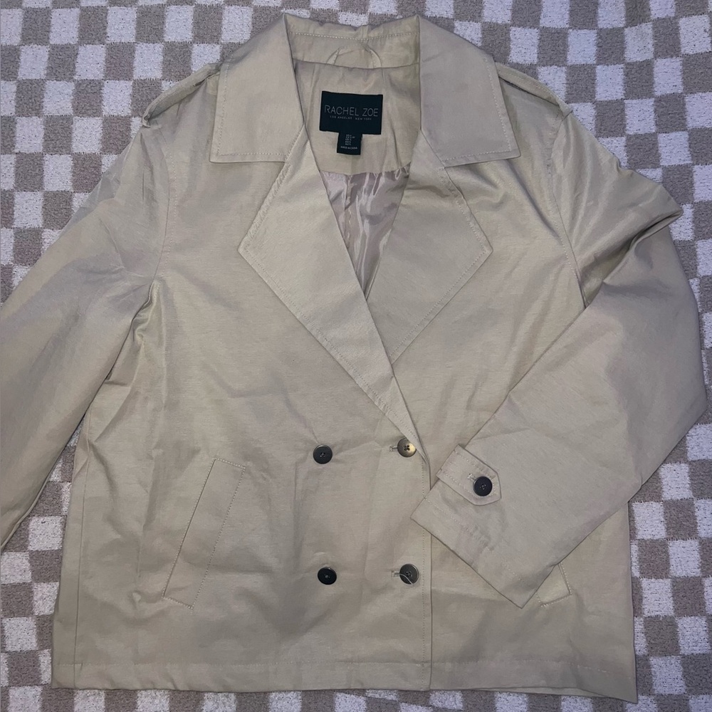 Rachel Zoe Beige Double-Breasted Trench Coat